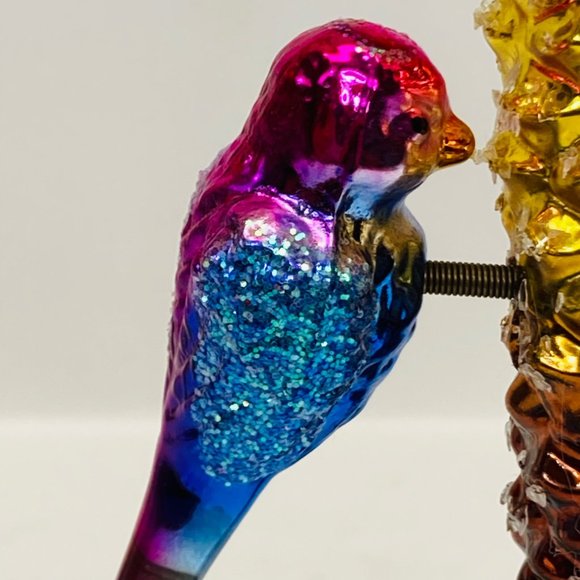 Vintage German Ornament Pinecone with Bird Blown Glass Sugar Glitter as is - Picture 3 of 13
